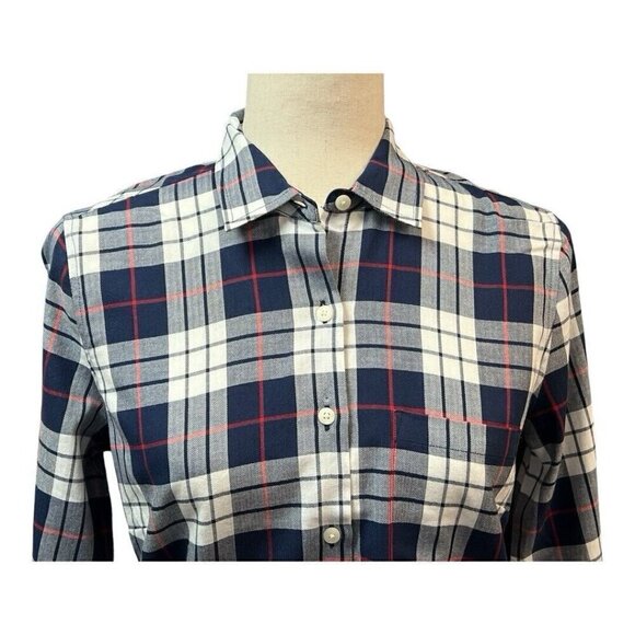 UNTUCKit Womens Plaid Cotton Button Down LS Shirt~Size 2~Blue White Red L14 40 - Picture 3 of 10